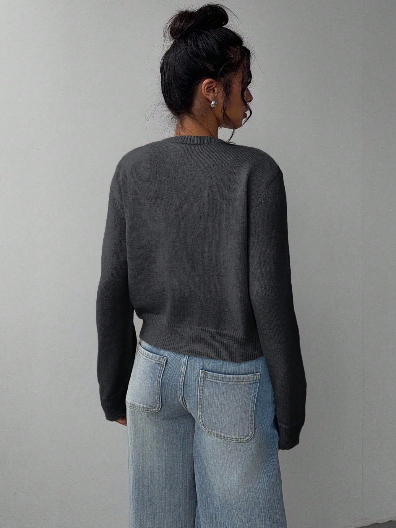 Women’s Casual Knit Sweater – Soft Long Sleeve Cropped Pullover Top