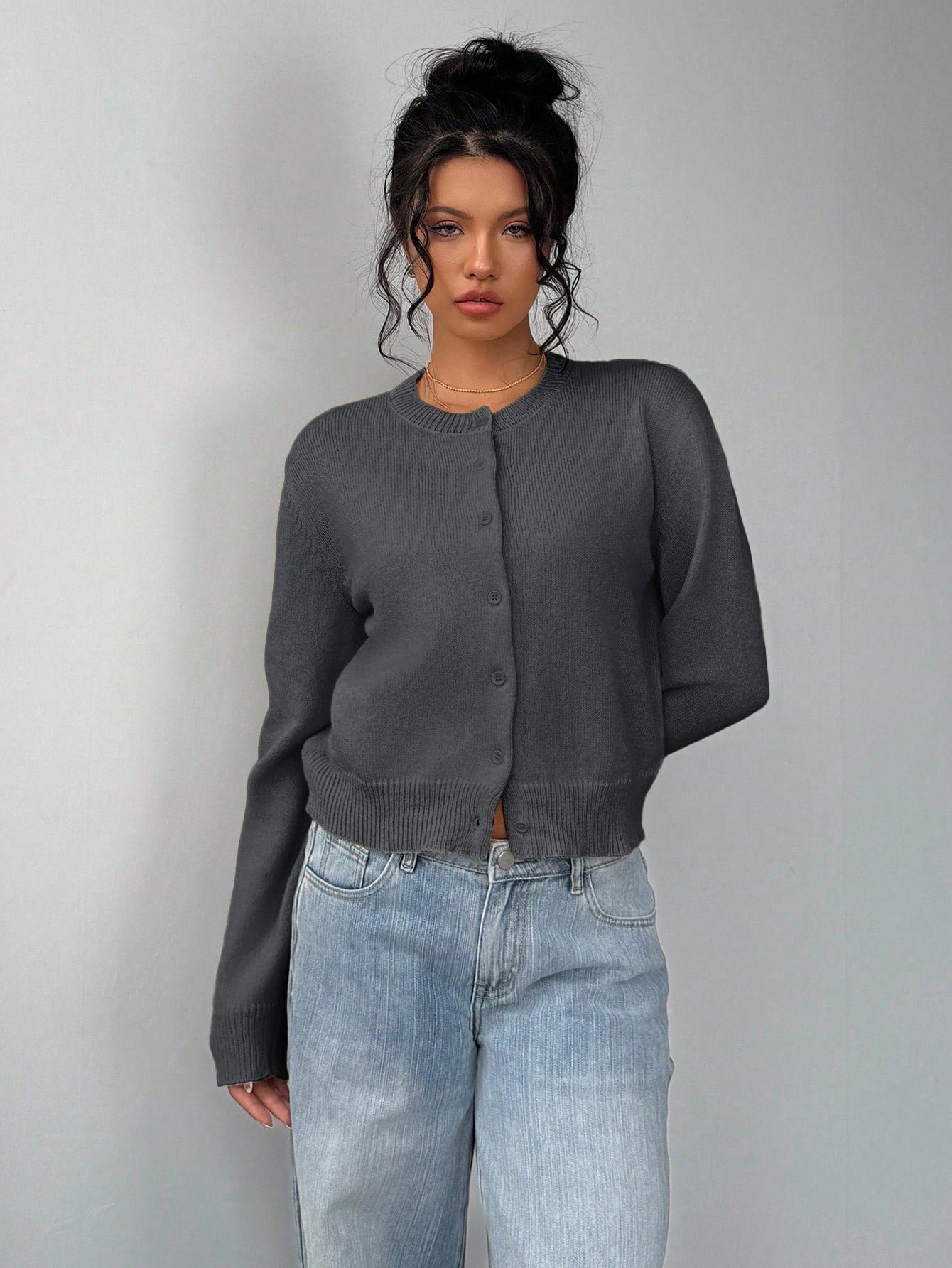 Women’s Casual Knit Sweater – Soft Long Sleeve Cropped Pullover Top