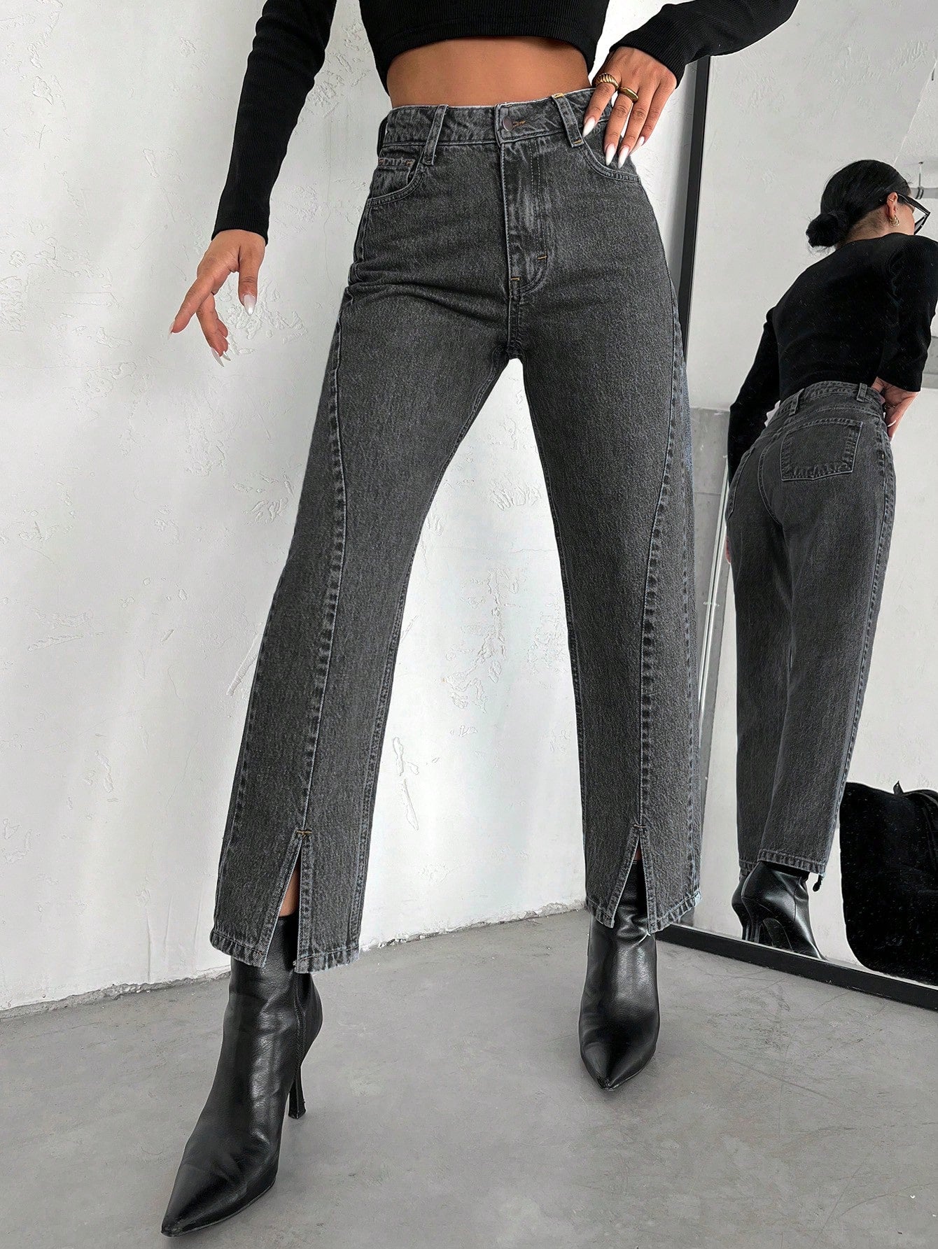 women’s high-waist straight leg jeans Nushes 