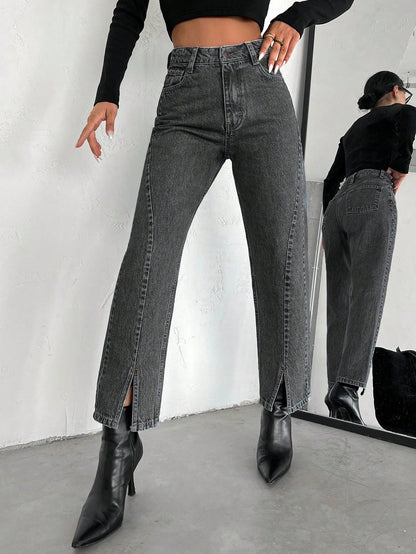 women’s high-waist straight leg jeans Nushes 