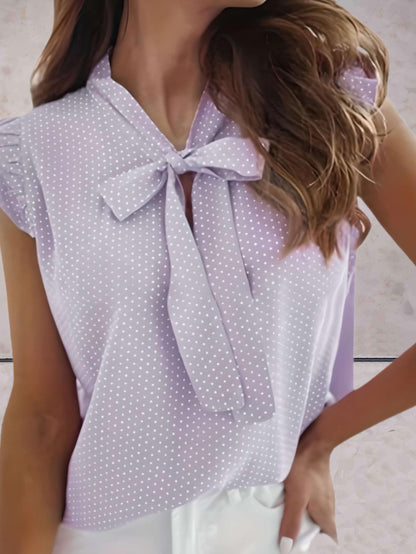 Haut Femme Estival à Pois – Sans Manches et Tissu Respirant
