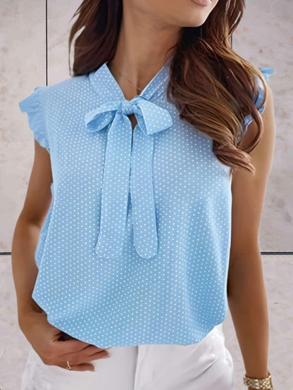 Haut Femme Estival à Pois – Sans Manches et Tissu Respirant