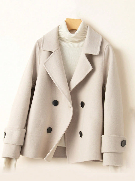 Women’s double-sided apricot wool overcoat – warm winter coat for women, Nushes 