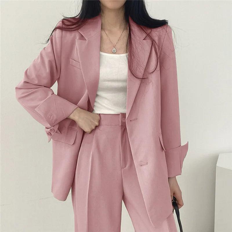 Tailleur Femme – Blazer Oversize et Pantalon Taille Haute – Coupe Cintrée Style Casual Chic