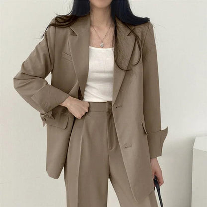 Women's Suit – Oversized Blazer and High Waisted Trousers – Slim Fit Casual Chic Style