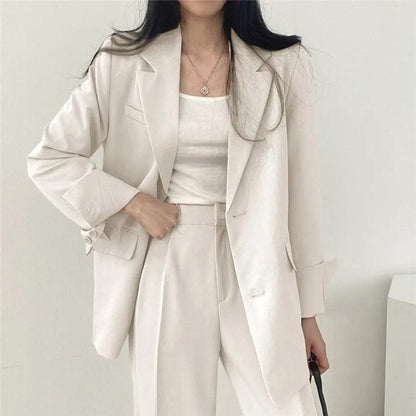 Women's Suit – Oversized Blazer and High Waisted Trousers – Slim Fit Casual Chic Style