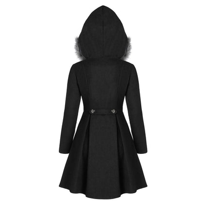 Femme Manteau Croisé à Capuche en Fourrure pour l’Hiver
