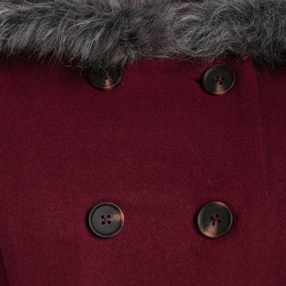 Femme Manteau Croisé à Capuche en Fourrure pour l’Hiver