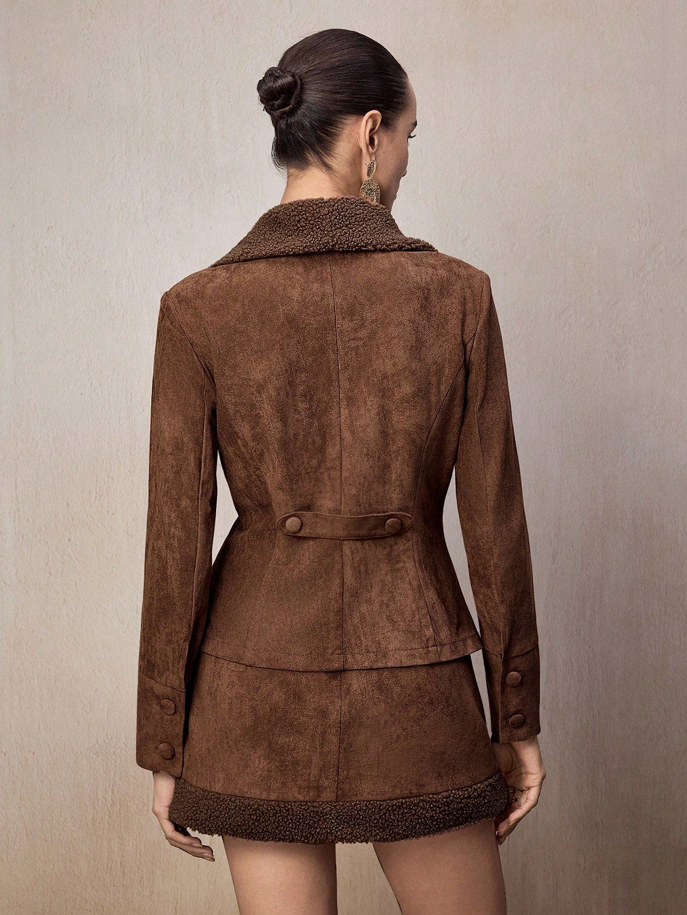 Women’s faux suede winter jacket and pants set Nushes 