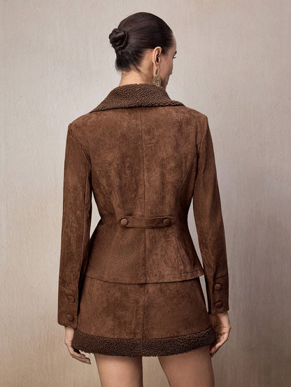 Women’s faux suede winter jacket and pants set Nushes 