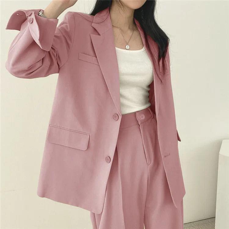 Women's Suit – Oversized Blazer and High Waisted Trousers – Slim Fit Casual Chic Style