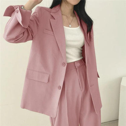 Women's Suit – Oversized Blazer and High Waisted Trousers – Slim Fit Casual Chic Style