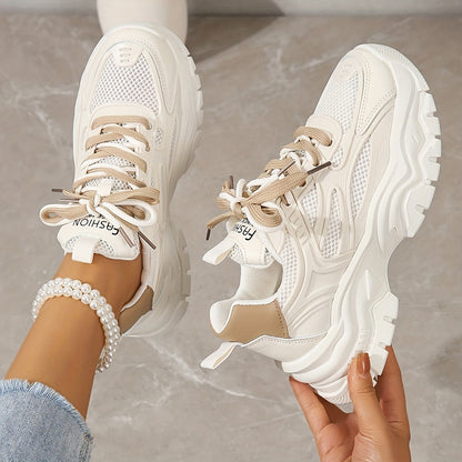 Julie White Sneakers with Thick Sole in Breathable Mesh