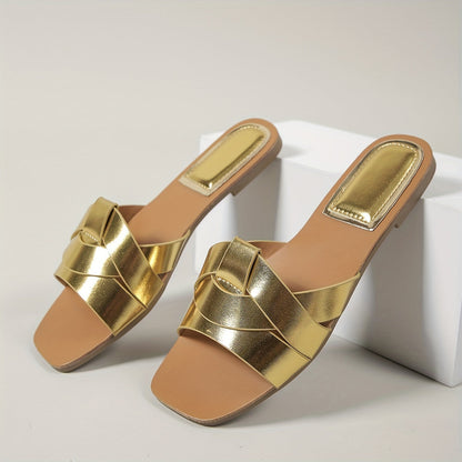 Sandales Plates à Bout Carré pour Femmes – Brides PU pour l’Été