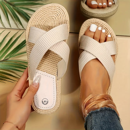 Sandales d’Été Légères pour Femmes – Brides Croisées et Semelle Antidérapante