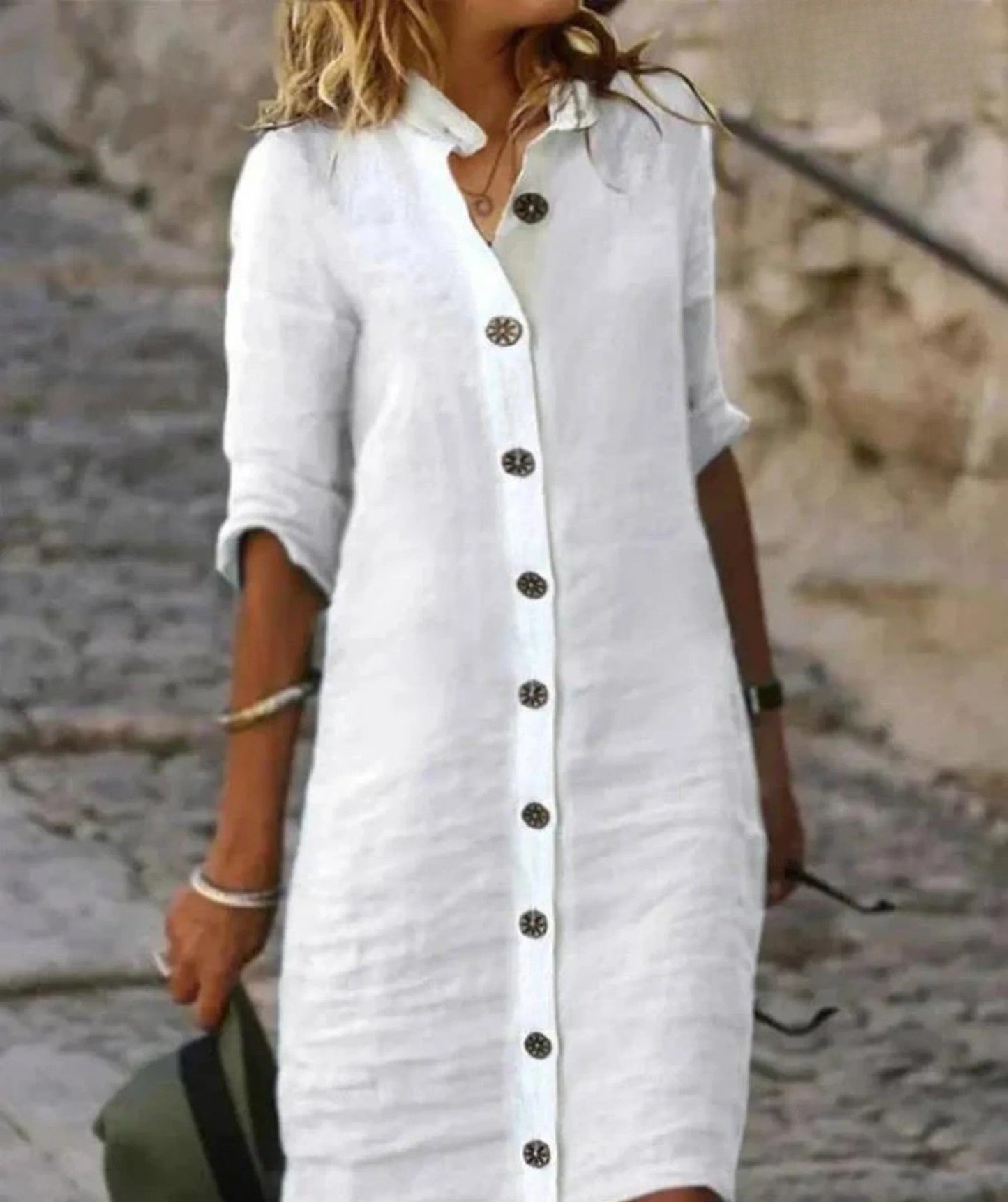 Emma Robe Été Boutonnée à Coupe Ajustée
