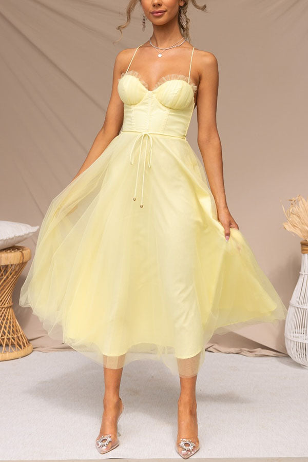 Femme Évasée en Mousseline Légère avec Encolure Ronde et Sans Manches - V-Neck - Sleeveless - Lightweight Fabric