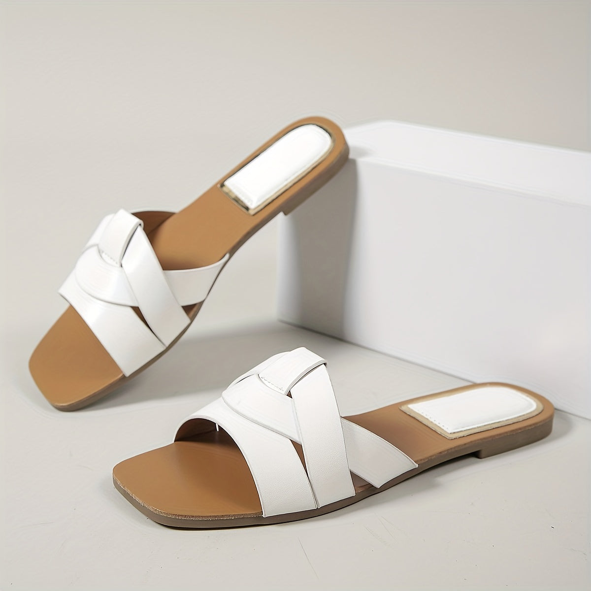 Sandales Plates à Bout Carré pour Femmes – Brides PU pour l’Été