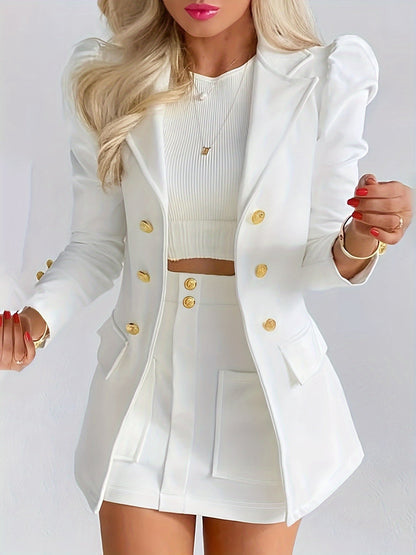 Women's Blazer - Double Breasted Treatored Fit - Gold Buttondetaljer - Formel slid