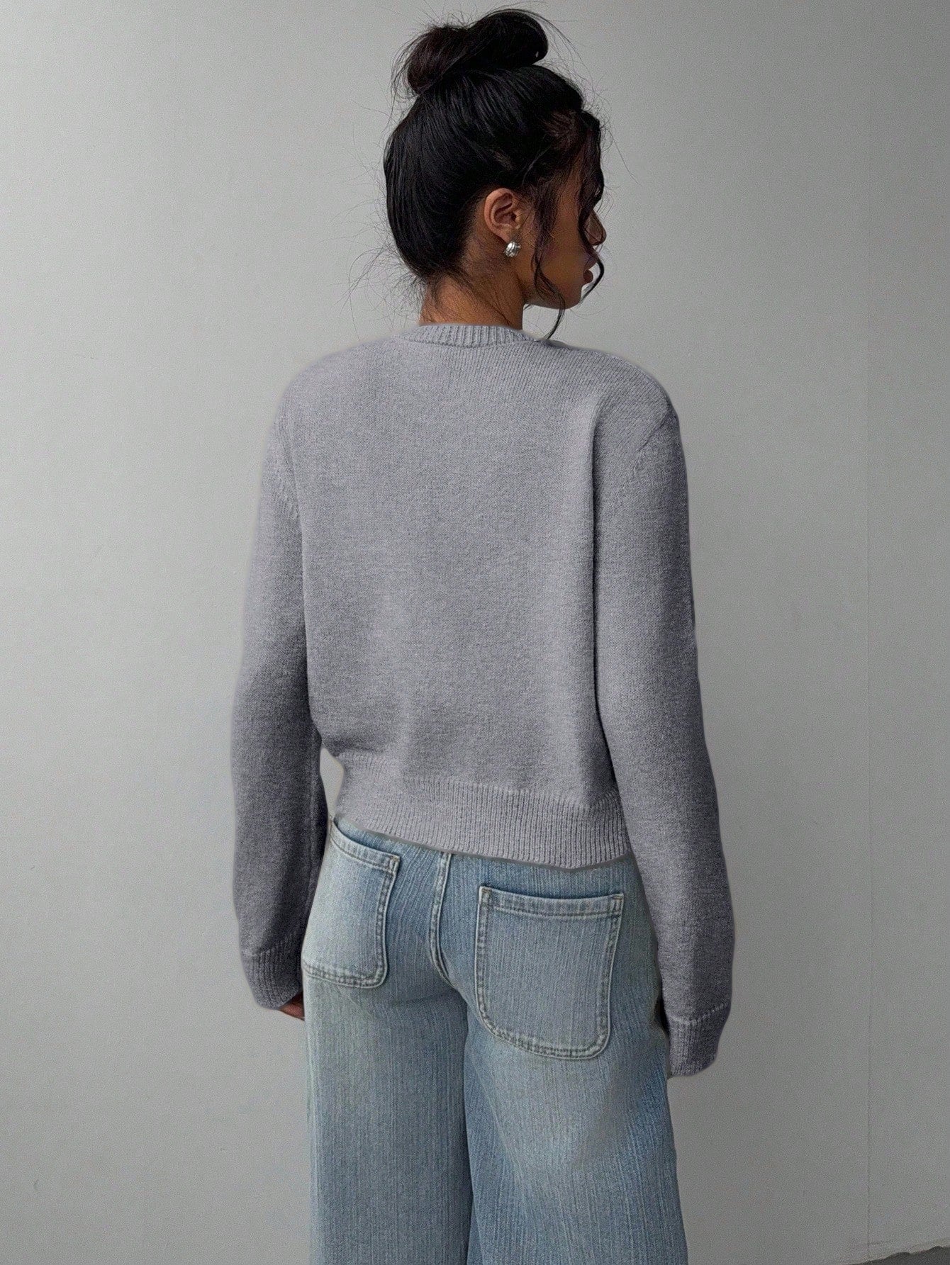 Women’s Casual Knit Sweater – Soft Long Sleeve Cropped Pullover Top
