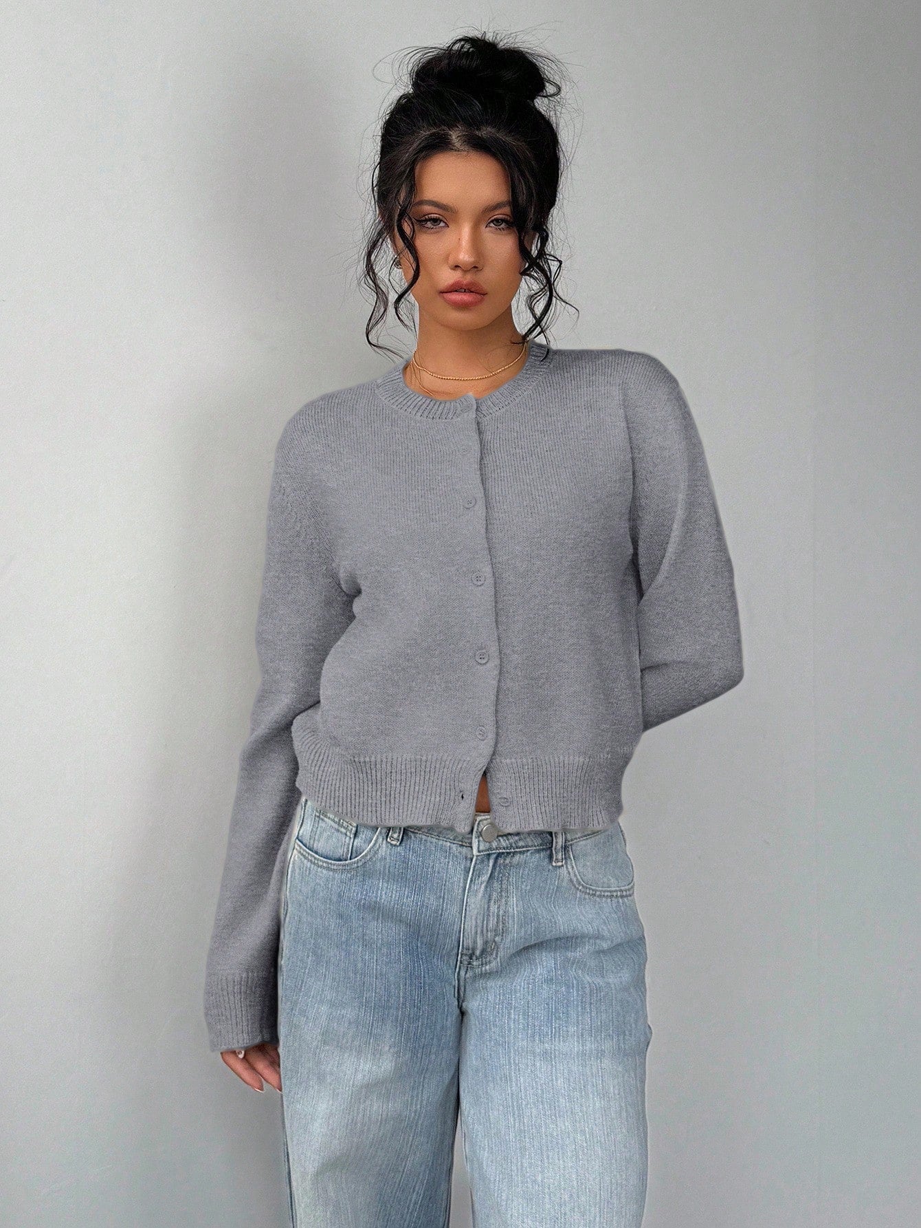 Women’s Casual Knit Sweater – Soft Long Sleeve Cropped Pullover Top