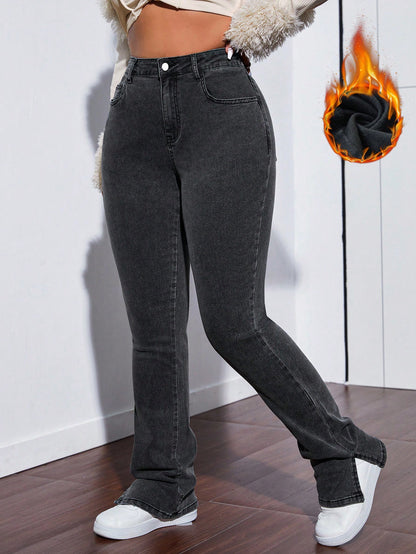 Fleece lining detail inside winter denim Nushes 