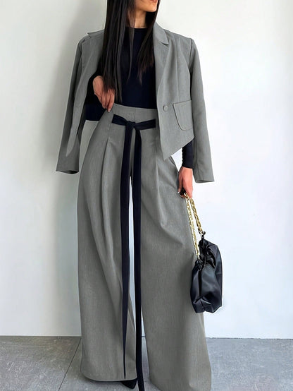 two piece green blazer pants set women