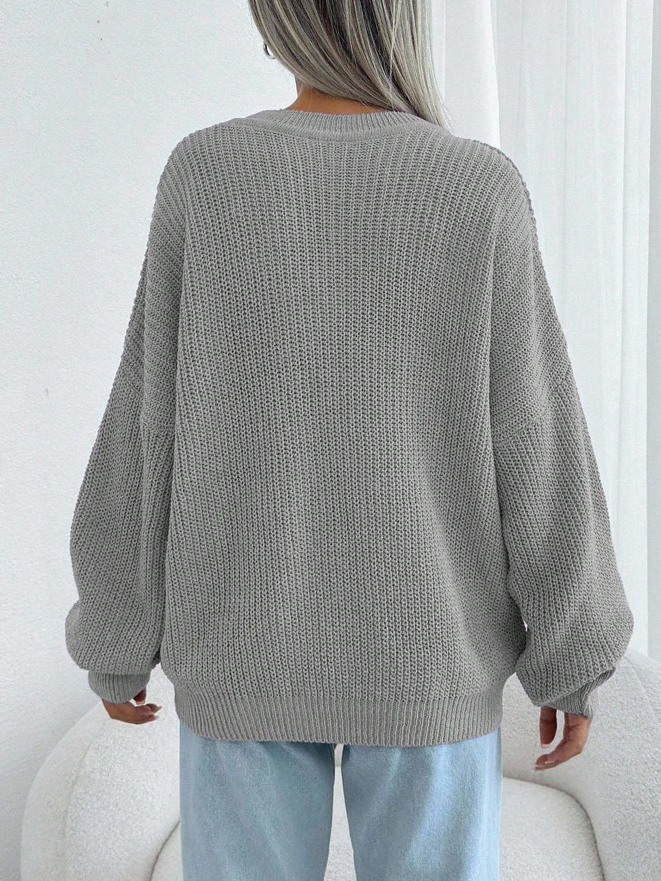 Women Chunky Knit Pullover Sweater – Oversized Drop Shoulder Knitwear