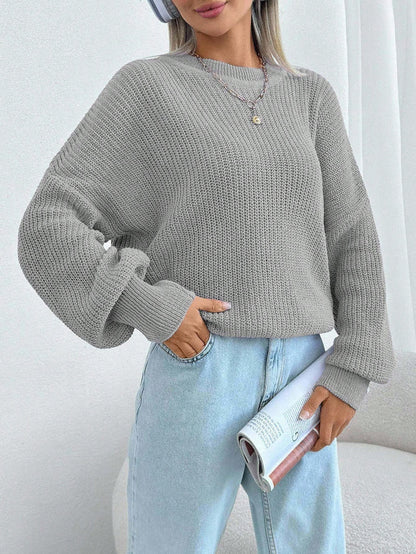 Women Chunky Knit Pullover Sweater – Oversized Drop Shoulder Knitwear