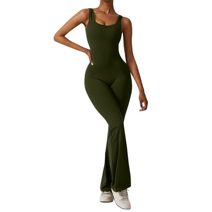 Women's solid body shaping open back jumpsuit