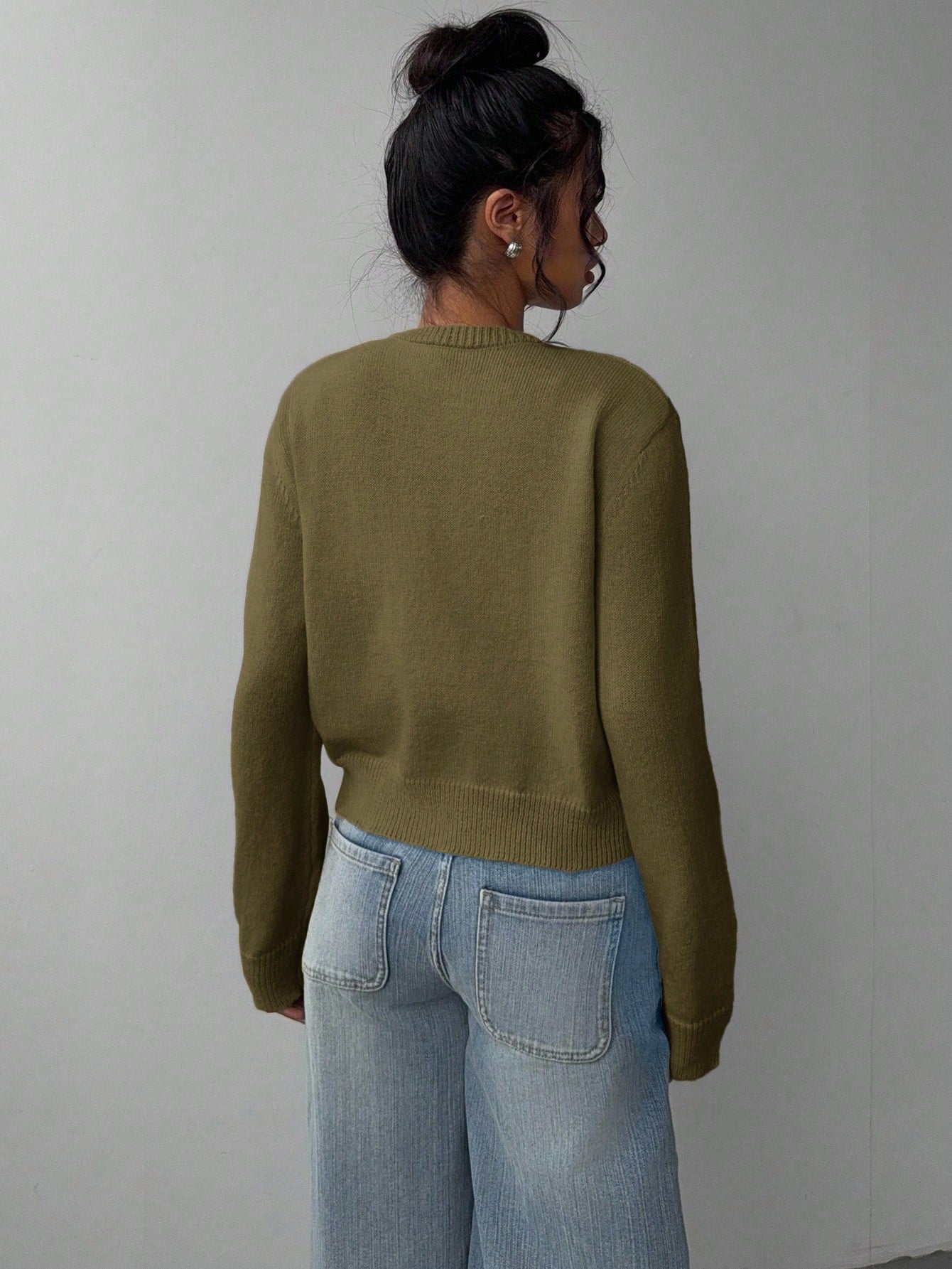 Women’s Casual Knit Sweater – Soft Long Sleeve Cropped Pullover Top
