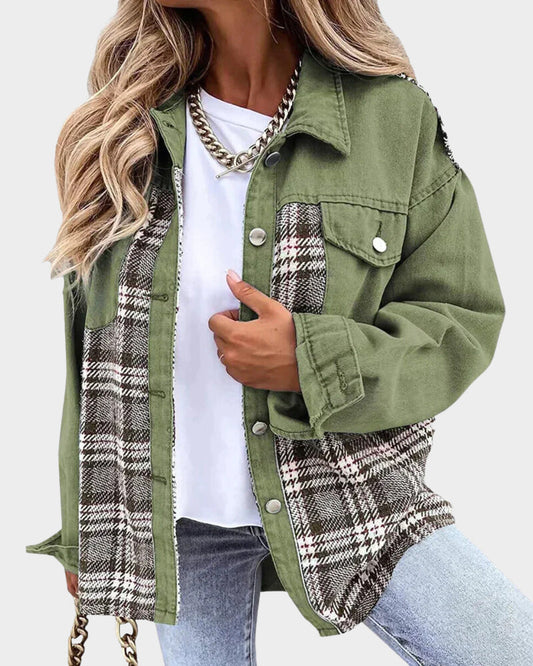 Women's Casual Checked Jacket with Loose Fit