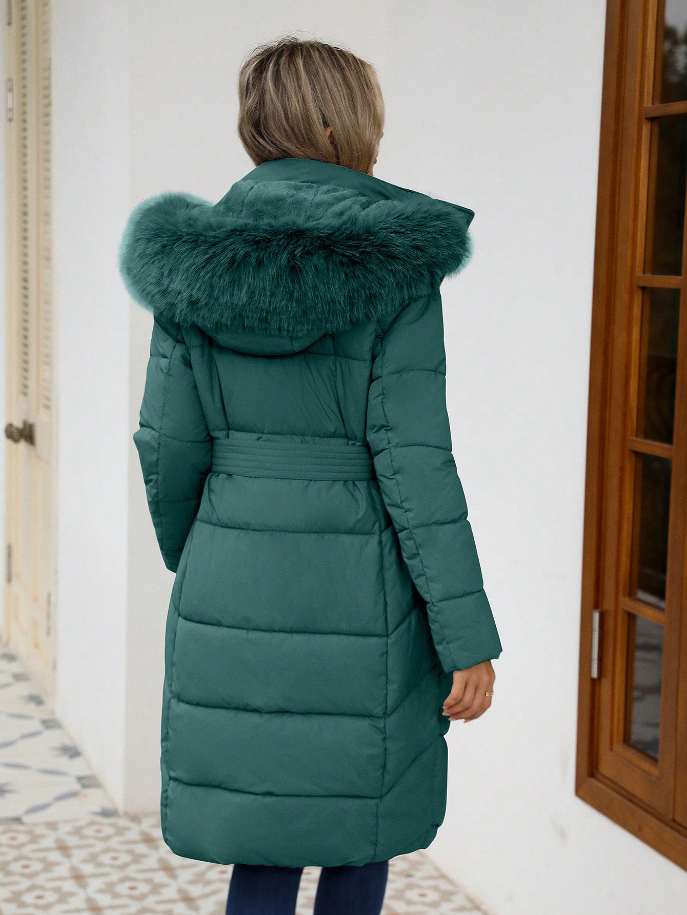 Women’s Luxury Faux Fur Hooded Winter Coat – Thick Warm Quilted Jacket