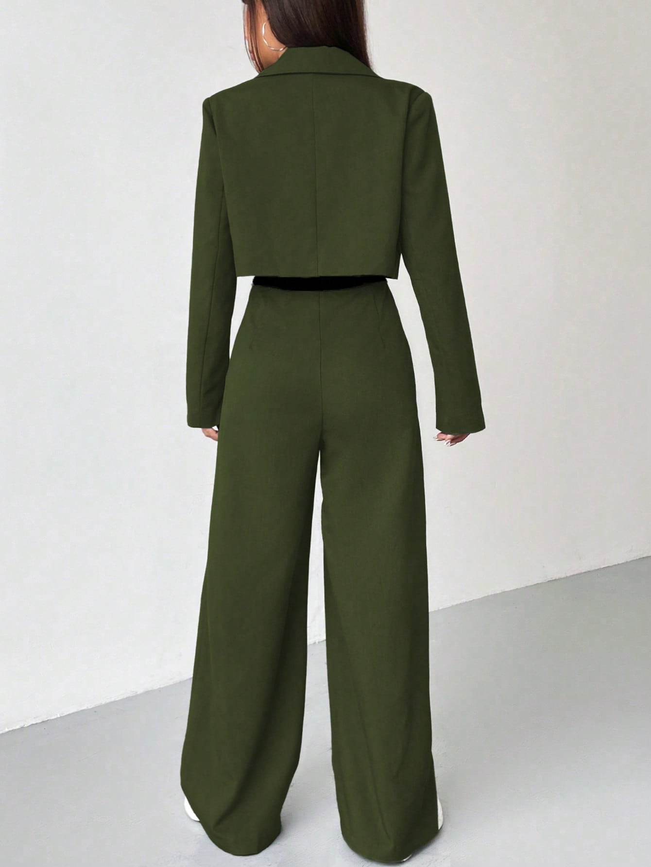 two piece green blazer pants set women