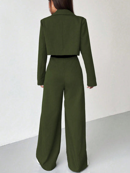 two piece green blazer pants set women