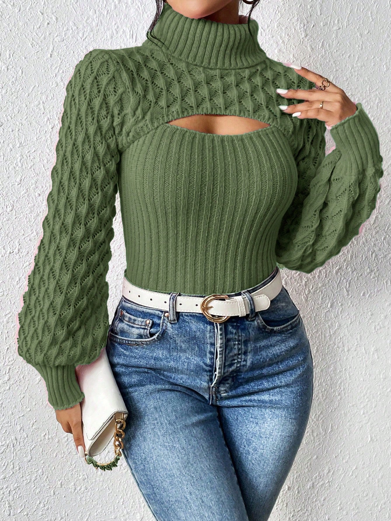 elegant turtleneck knit sweater for women Nushes