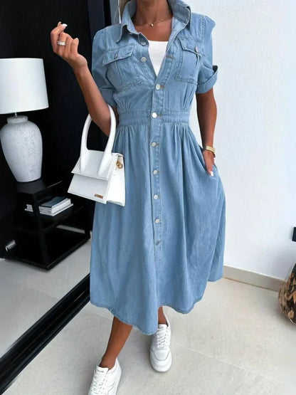 Robe en Jean Tendance au Design Élégant et Polyvalent pour Femme
