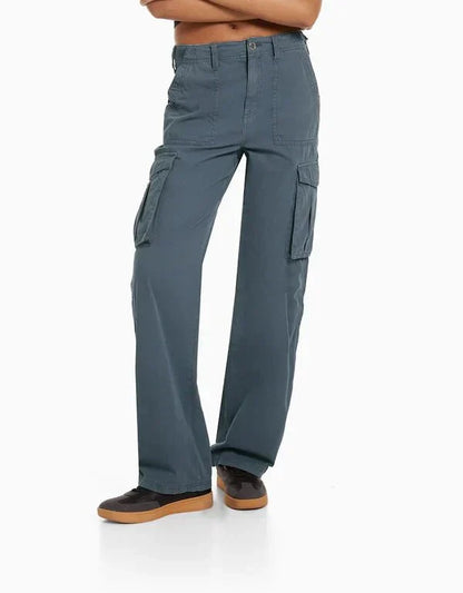 Pantalon cargo ample à jambes larges pour femme