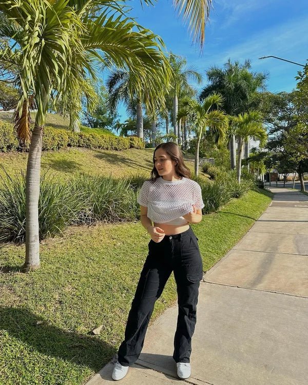 Pantalon cargo ample à jambes larges pour femme