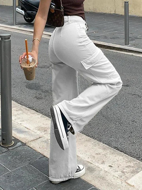 Pantalon cargo ample à jambes larges pour femme