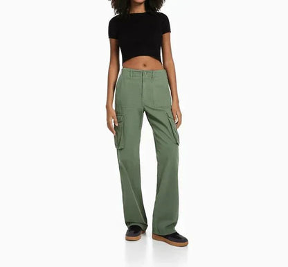 Pantalon cargo ample à jambes larges pour femme