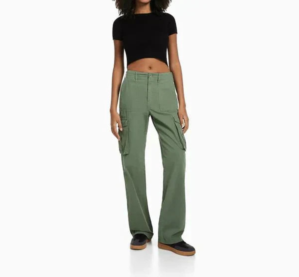 Pantalon cargo ample à jambes larges pour femme