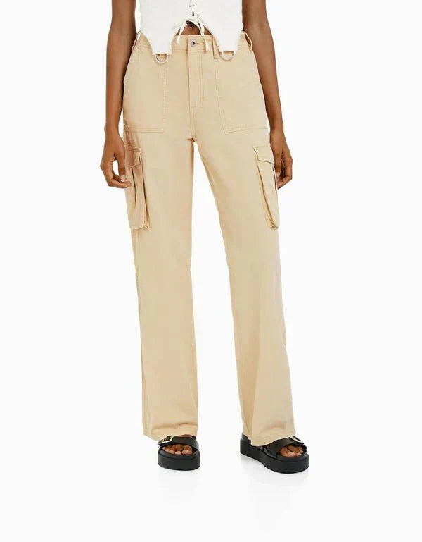 Pantalon cargo ample à jambes larges pour femme