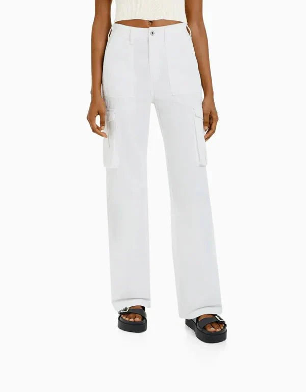 Pantalon cargo ample à jambes larges pour femme