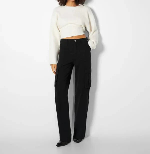 Pantalon cargo ample à jambes larges pour femme