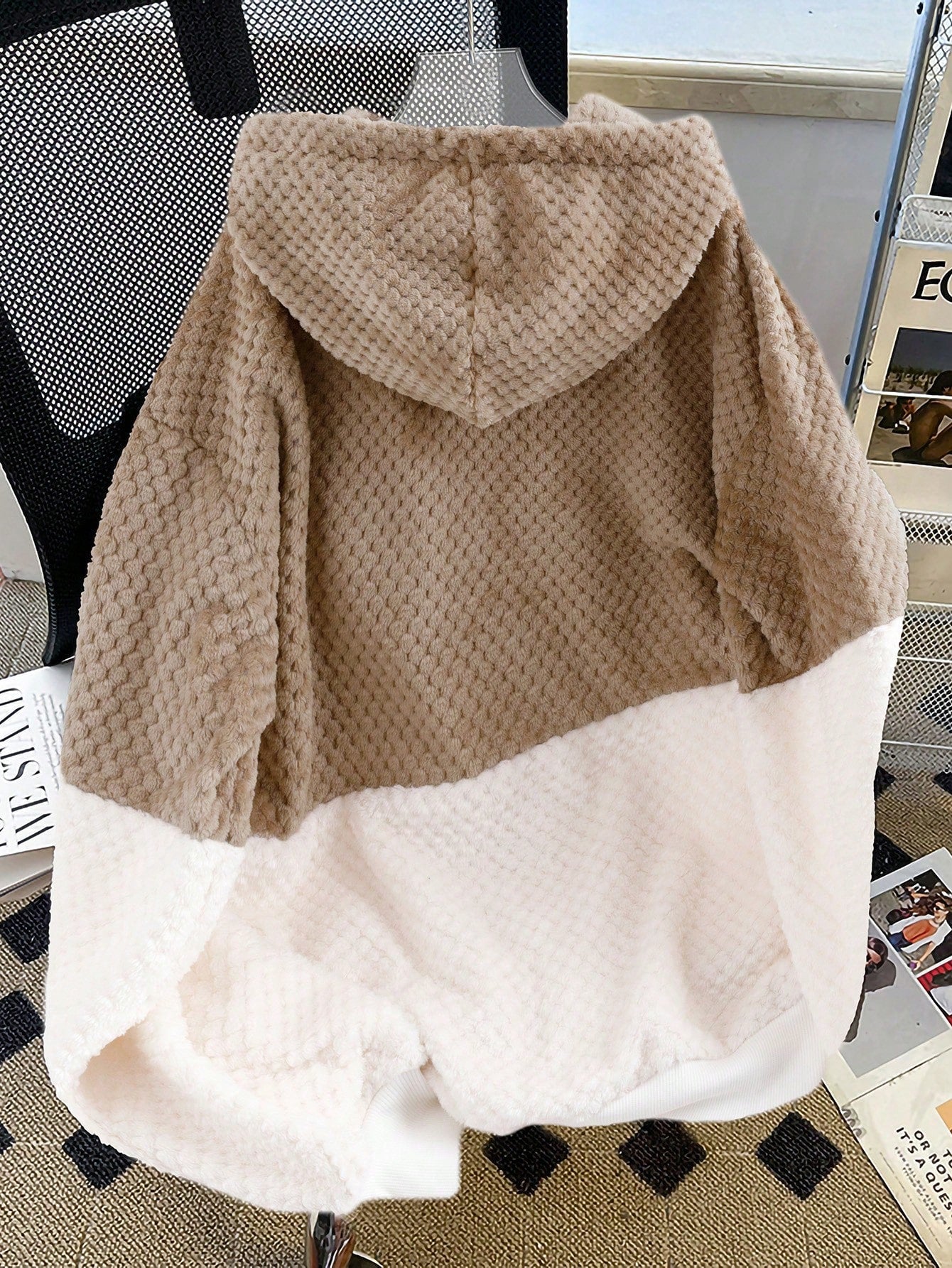 women’s sherpa fleece patchwork hoodie Nushes