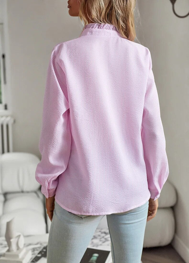 Blouse Femme Élégante à Rayures – Manches Longues