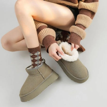 Women's Suede Ankle Boots with Soft Lining and Lug Sole