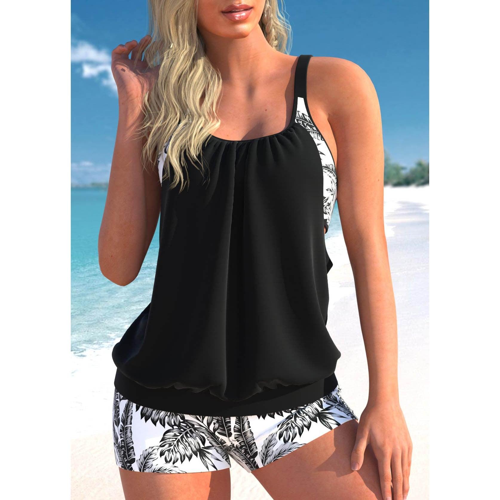 Ensemble de Bain Femme 2 Pièces avec Haut Tankini et Bas Coordonné