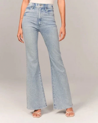 Jean évasé taille haute pour femme